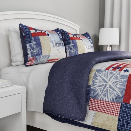 Hastings Home Nautical Americana Quilt Set-Twin XL 642475GNU